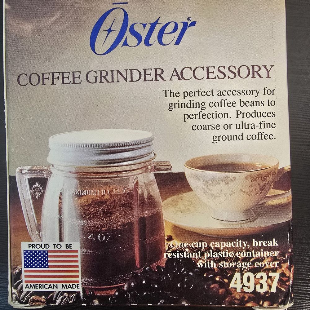 Vintage‎ Oster Coffee Grinder Accessory Lid And Cup #4937  with box